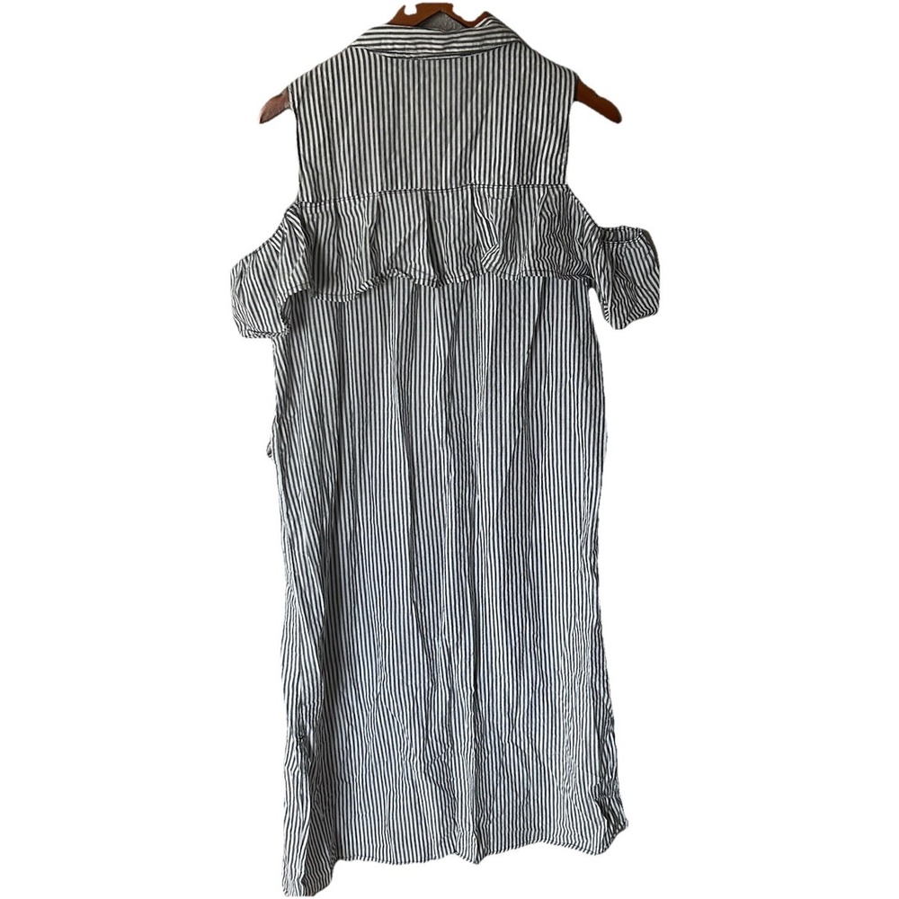 Harlow & Rose Blue White Midi Nautical Striped Dress Size M Beach Boat NWT - Picture 5 of 6